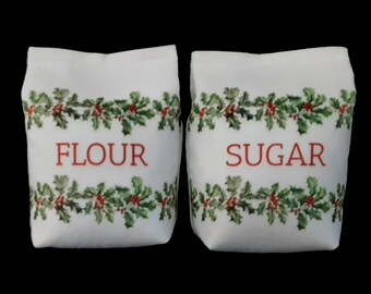 Felt Food Holiday Flour and Sugar Bags for Pretend Food Play, Pretend Food for Play Kitchen Grocery Stores Restaurants