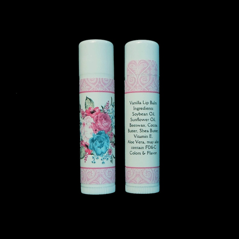 Vanilla Lip Balm Floral Party Favor Thank You Gifts for Bridal Showers Weddings Birthday