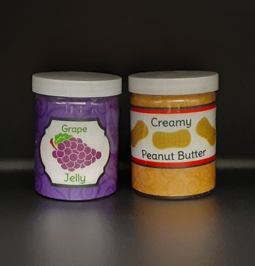 Felt Food Peanut Butter & Jelly Jar Set for Pretend Food Play, Pretend Food for Play Kitchen