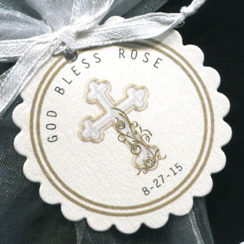 gold cross Personalized Baptism Christening Communion Favor Tags
