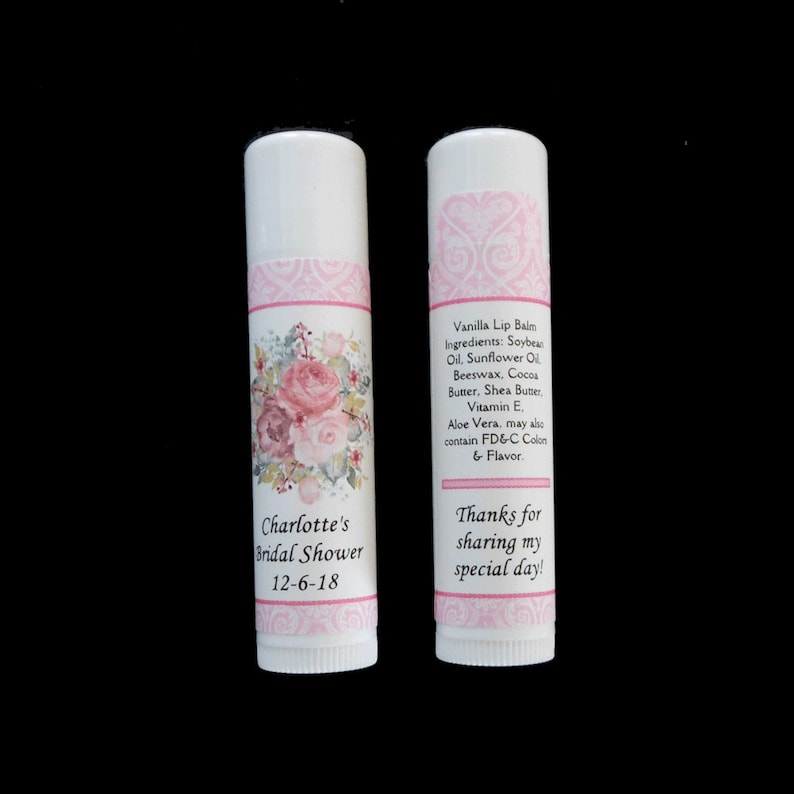 Lip Balm Bridal Shower Party Favors Thank You Gifts Personalized Floral