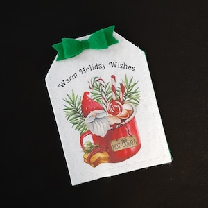 Christmas Gnome Hot Cocoa Packet Gift Bag for Hot Chocolate, Christmas Party Favor, Secret Santa Gift, Stocking Stuffer