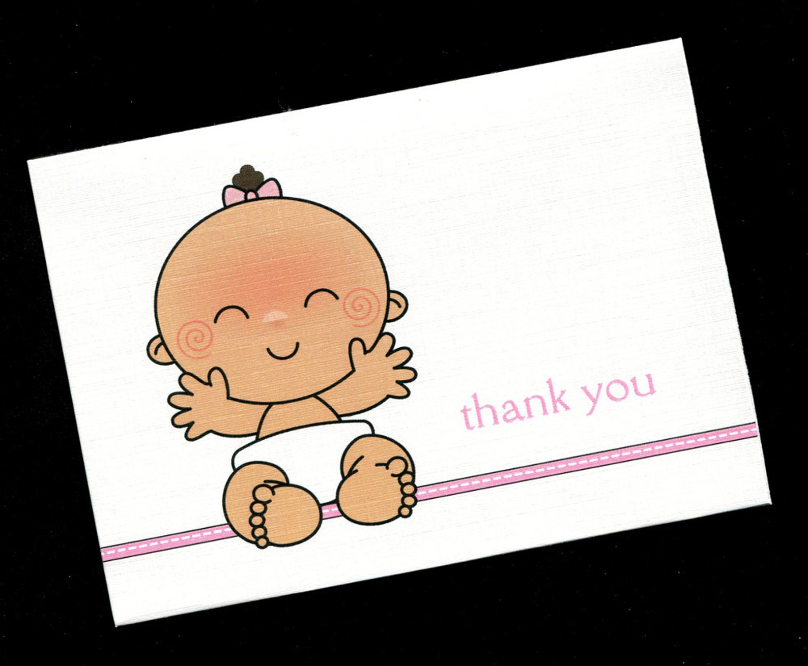 Baby Shower Thank You Cards Baby Girl Baby Girl Smiley Etsy