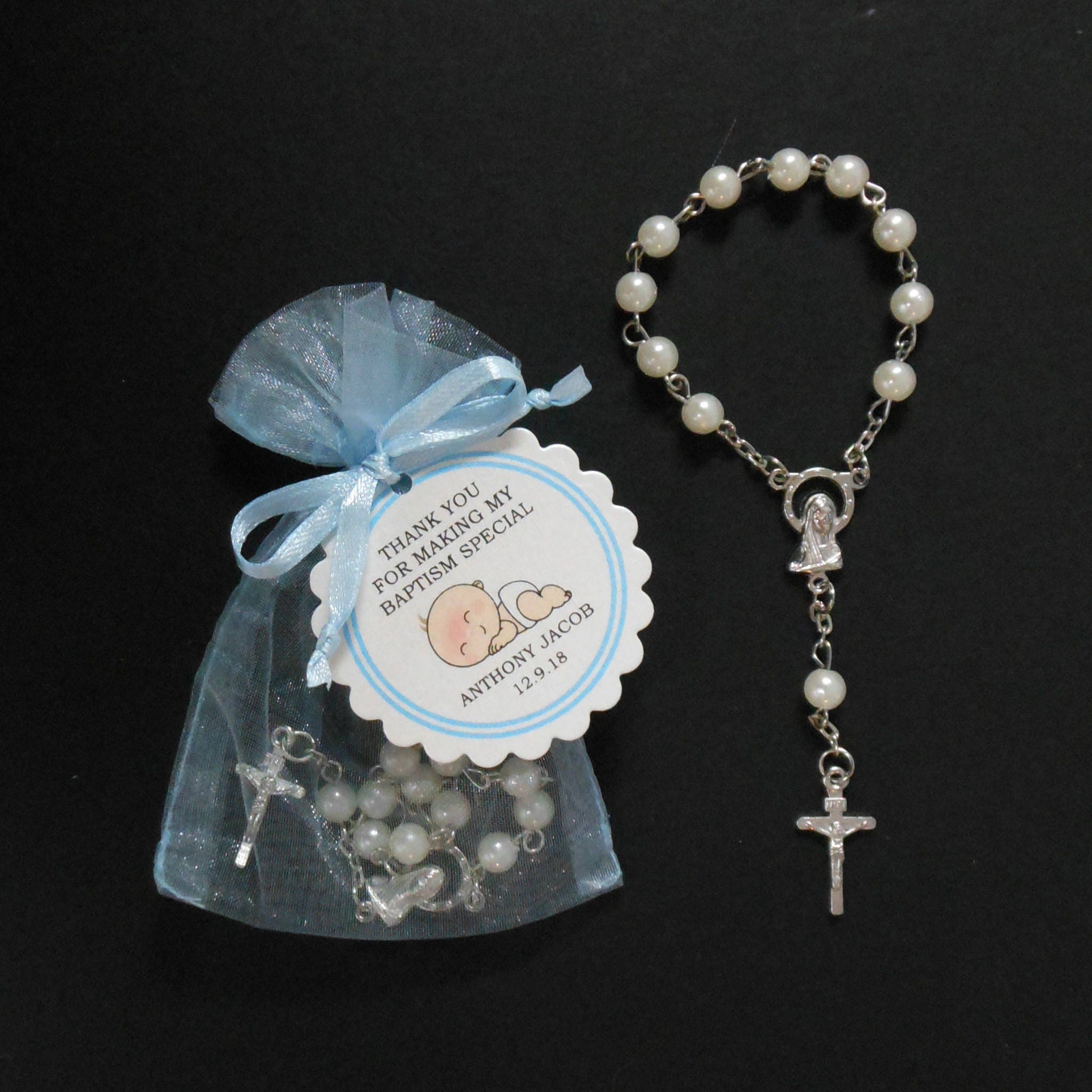 Mini Rosary Favors Baby Boy Baptism Favors Christening Etsy