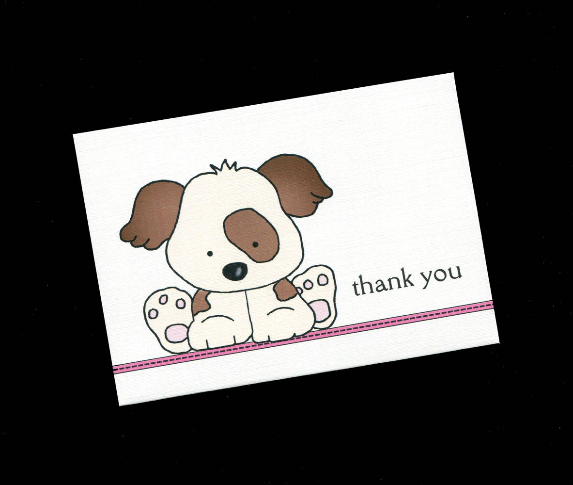 Baby Shower Thank You Cards Baby Girl Puppy Baby Girl Etsy