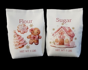 Felt Food Holiday Flour and Sugar Bags for Pretend Food Play, Pretend Food for Play Kitchen Grocery Stores Restaurants