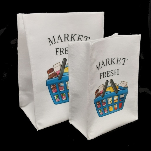 Felt Food Grocery Bag Set for Pretend Food Play, Pretend Food for Play Kitchen Grocery Stores Restaurants