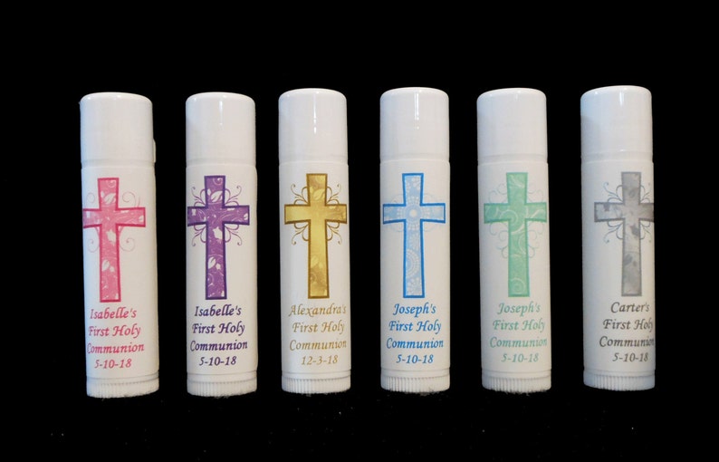 Vanilla Lip Balm -Cross Girls Lip Balm First Communion Party Favors Personalized Lip Balm Favors Boys Thank You Gift