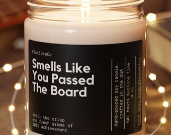 Smells Like You Passed The Board Custom Candle For New Medical Professional Doctor Nurse Funny Unique Handmade For Her Personalized Gift