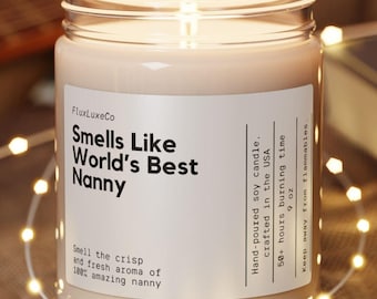 La mejor vela de regalo para niñera personalizada que huele como la mejor vela de niñera del mundo. Regalo para decoración de niñera. Regalo de niñera personalizado.