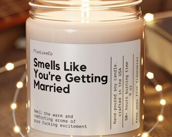 Vela de cera de soja que huele como si te estuvieras casando, regalo de vela de boda personalizado, regalo de vela de nuevo compromiso, próximo regalo de boda
