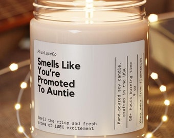 Personalized Aunt Pregnancy Announcement Candle Gift You're Going To Be An Aunt Custom Auntie Pregnancy Announcement Baby Reveal for Aunt