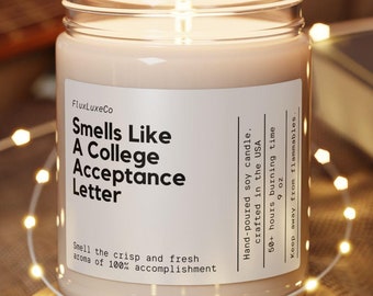 Personalized College Acceptance Gift College Acceptance Letter Custom Candle Funny Handmade Student Graduate Grad Academic Congratulations