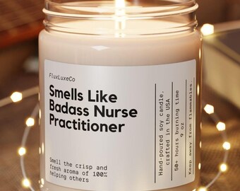 Personalized Nurse Practitioner Gift Badass Nurse Practitioner Custom Candle Funny Handmade New NP Nursing Grads Graduate Nursing School