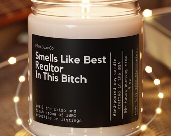 Smells Like World's Best Realtor Soy Candle, Personalized Realtor Gift, Gift for Realtor, Custom Real Estate Agent Gift, Salesperson Gift