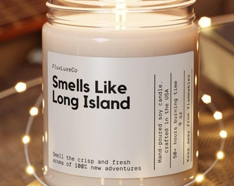 Riecht wie Long Island New York Kerze, Umzug nach Long Island Geschenk, Long Island New York Kerze, Personalisierte Umzugskerze
