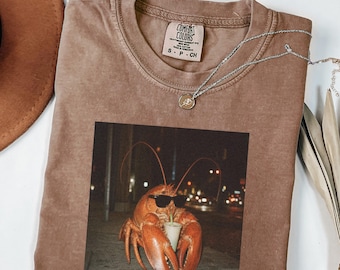 Comfort Colors® Cool Lobster With Sunglasses Shirt, Funny Party Animal Tee, Quirky Ocean Sea Life Gift, Humorous Meme Vacation Shirt
