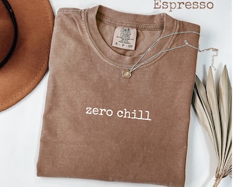 Maglietta Comfort Colors® Zero Chill, maglietta con grafica sarcastica e umorismo, maglietta con umore divertente per donna o uomo, regalo di social batteria
