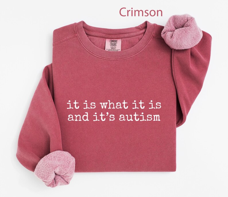 It Is What It Is And It's Autism Shirt, Crimson Red Autism Awareness Sweater, Inspirational Quote Long Sleeve Top
