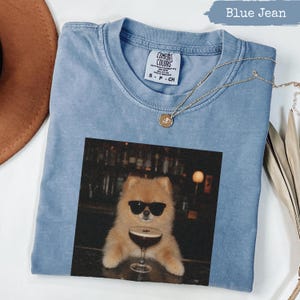 Comfort Colors® Funny Pomeranian Shirt, Cool Dog Sunglasses Espresso Martini Tee, Cocktail Lover Pet Gift, Dog Mom Dad Barktender Shirt