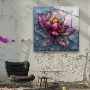 Lotus Flower Tempered Glass Wall Art: Modern Floral Decor - Etsy