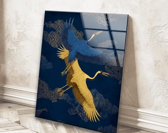 Quadro da parete con cicogne in vetro temperato: decorazione moderna per la casa, arredamento per il soggiorno, decorazione in vetro temperato, regalo per la mamma, regalo per la festa della mamma