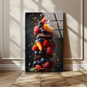 Chocolate Fruit Stack Tempered Glass Art: Kitchen Wall Decor