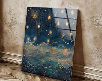 Van Gogh Fireflies Tempered Glass Wall Art: Modern Abstract Decor