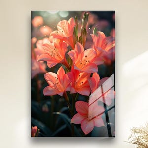 Floral Tempered Glass Wall Art: Modern UV Print Decor, Vibrant Glossy Finish image 2