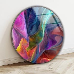 Colorful Abstract Marble Look Tempered Glass Wall Art – Modern Home Decor