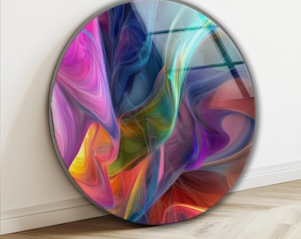 Colorful Abstract Marble Look Tempered Glass Wall Art – Modern Home Decor