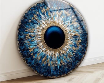 Decoración de pared de vidrio templado con diseño de ojo turco: Nazar Home Decor