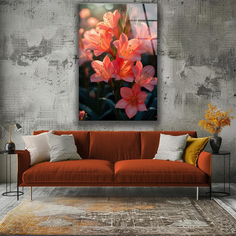 Floral Tempered Glass Wall Art: Modern UV Print Decor, Vibrant Glossy Finish image 5
