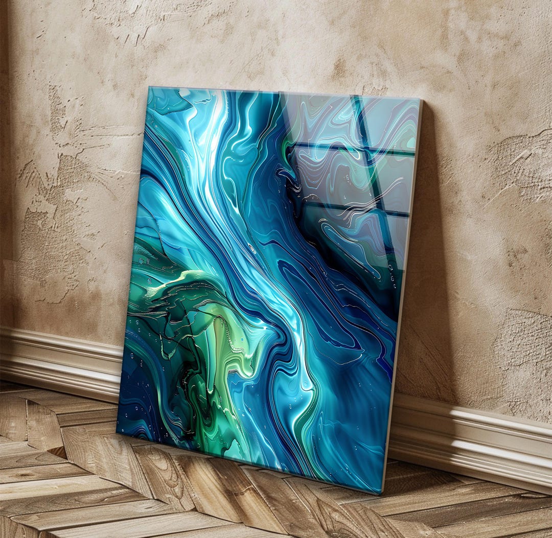 Abstract Marble Look Tempered Glass Wall Art: Modern Home Decor - Etsy