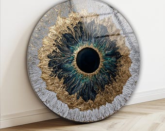 Arte de pared de vidrio templado con ojo turco: Decoración redonda para el hogar Nazar, decoración de lujo estilo boho para el hogar