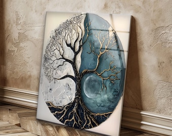 Tree of LifeTempered Glass Wall Art: Round Spiritual Home Decor