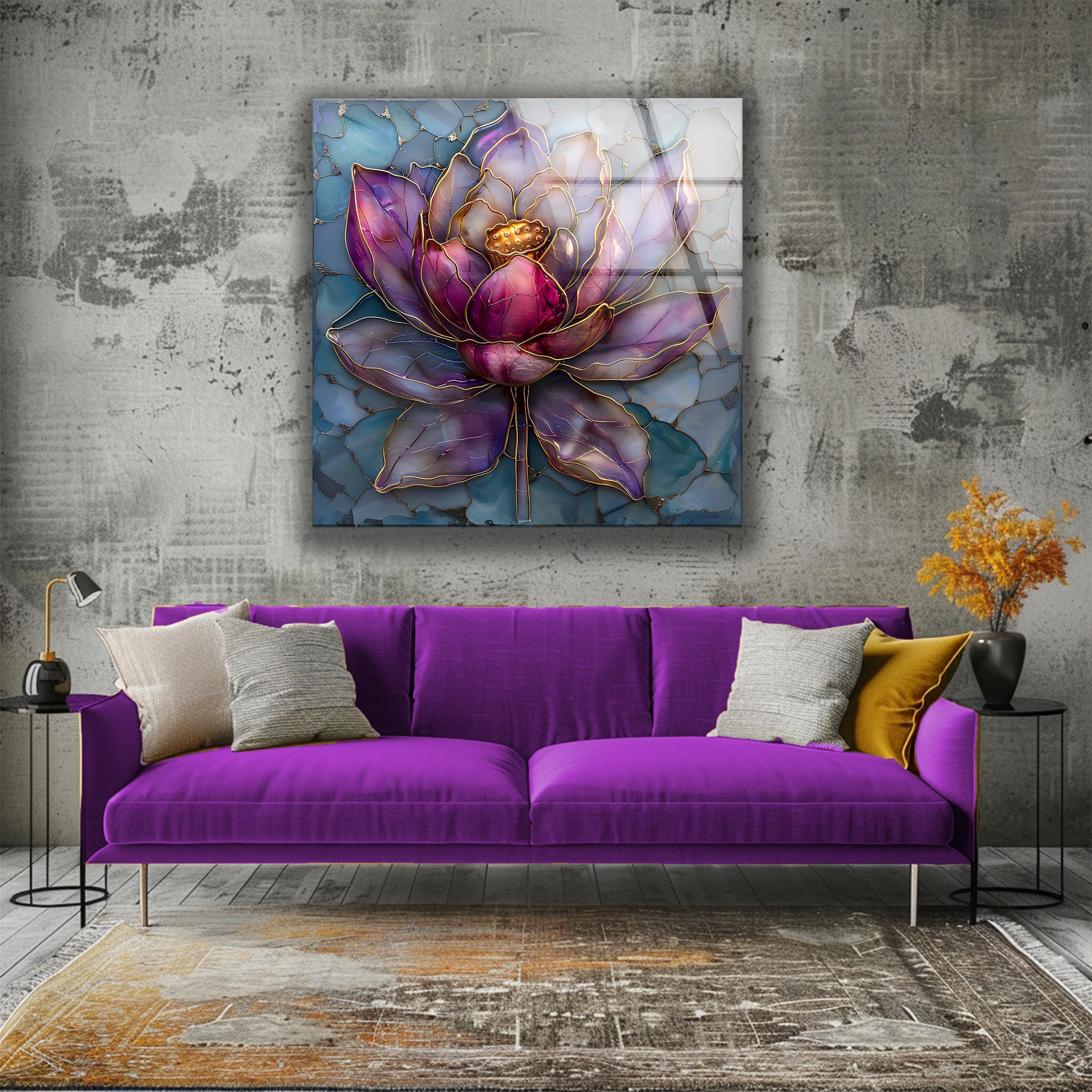 Lotus Flower Tempered Glass Wall Art: Modern Floral Decor - Etsy