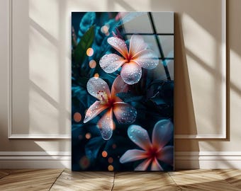 Muurkunst bloemen van gehard glas: gebrandschilderde look, modern interieur