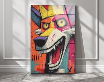 Colorful Abstract Dog Tempered Glass Wall Art, Pop Art Dog Portrait, Whimsical Pet Wall Decor