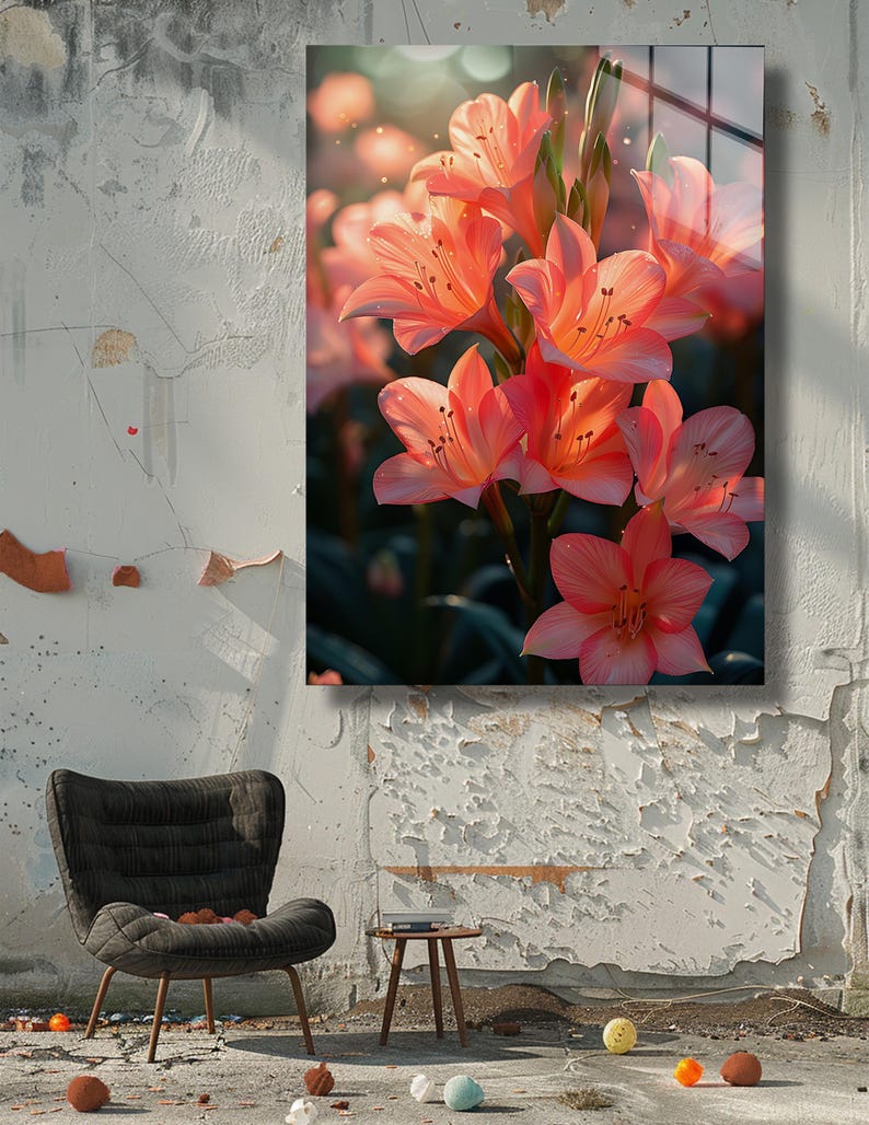 Floral Tempered Glass Wall Art: Modern UV Print Decor, Vibrant Glossy Finish image 6