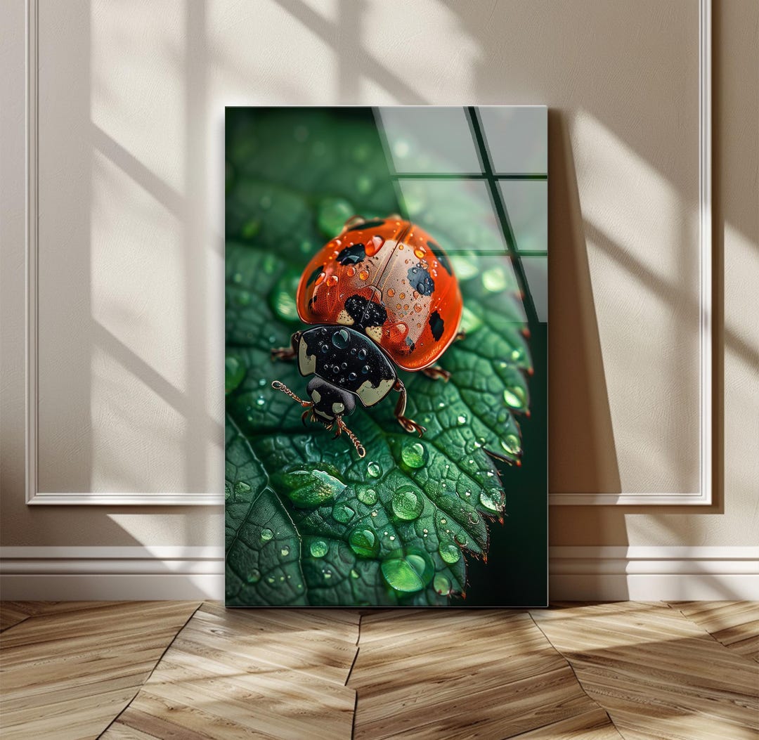 Ladybug Tempered Glass Wall Art: Modern UV Print Decor - Etsy