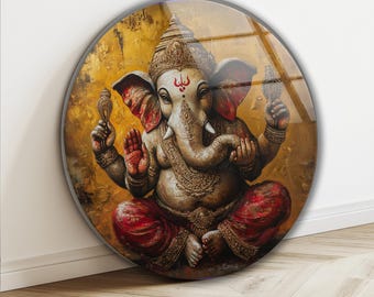 Arte mural de Ganesha en vidrio templado: decoración religiosa para el hogar, decoración india para el hogar