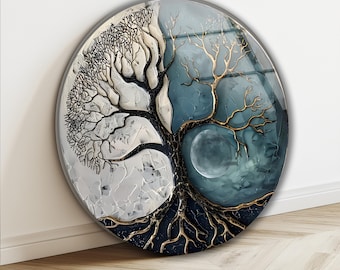 Tree of LifeTempered Glass Wall Art: Round Spiritual Home Decor