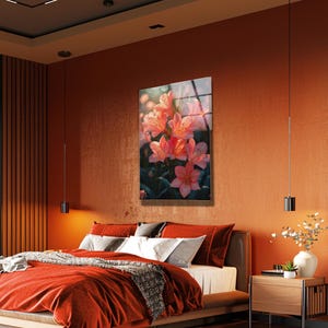 Floral Tempered Glass Wall Art: Modern UV Print Decor, Vibrant Glossy Finish image 4