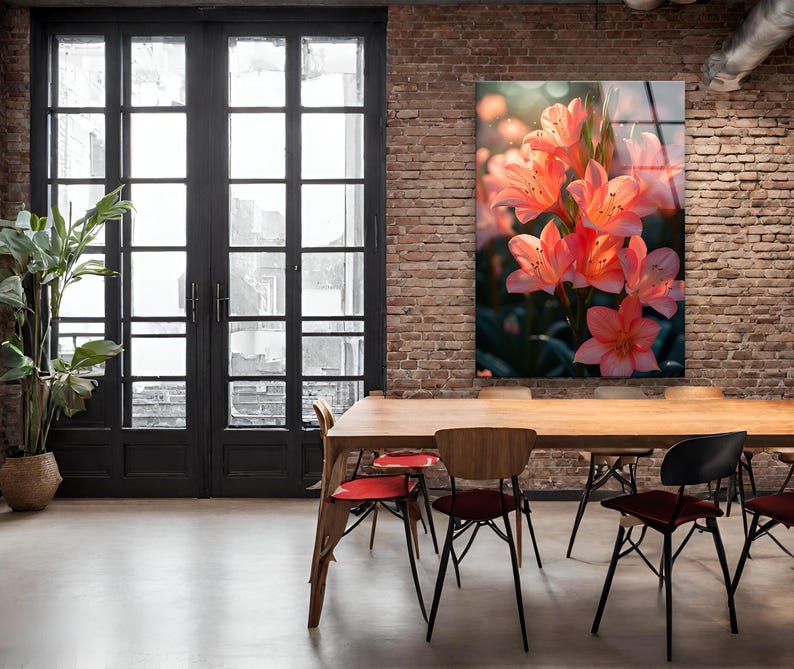 Floral Tempered Glass Wall Art: Modern UV Print Decor, Vibrant Glossy Finish image 7