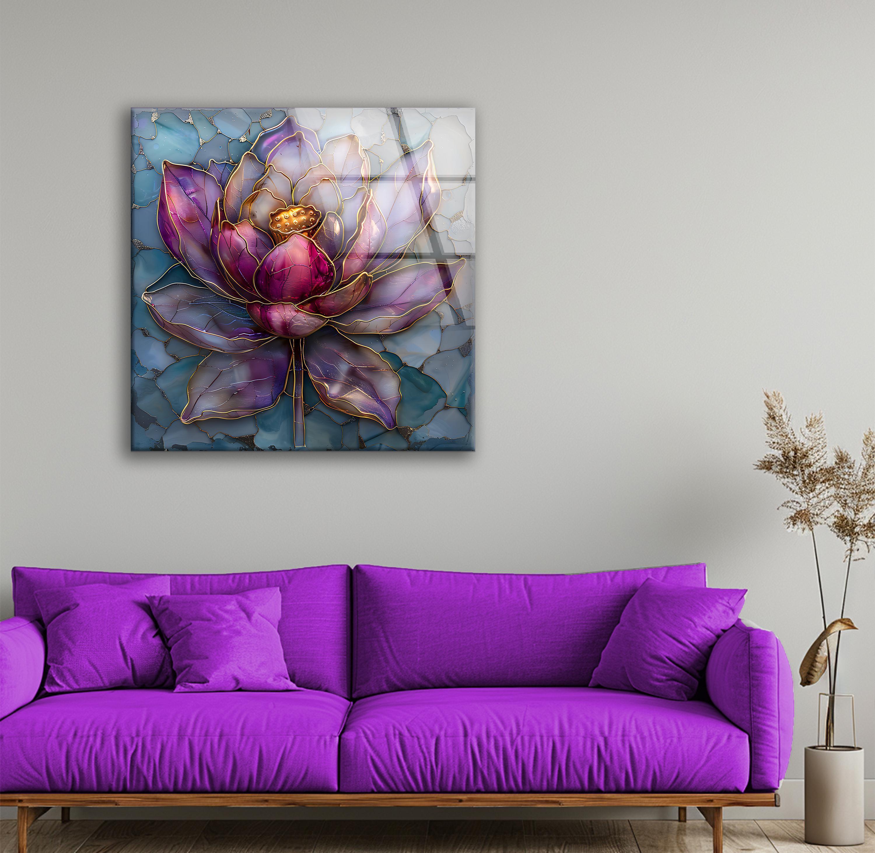 Lotus Flower Tempered Glass Wall Art: Modern Floral Decor - Etsy