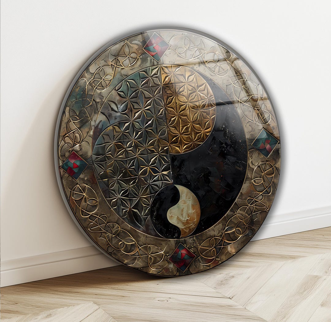 Yin Yang Tempered Glass Wall Art: Round Zen Decor - Etsy