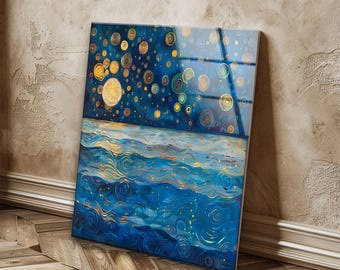 Van Gogh Style Tempered Glass Wall Art: Modern Home Decor, UV Print