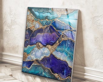 Marble Design Tempered Glass Wall Art: Modern Home Decor - Etsy