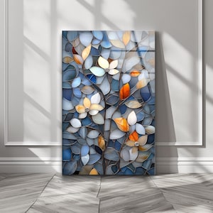 Bloemenkunst aan de muur van gehard glas: hangend huisdecor in gebrandschilderde stijl